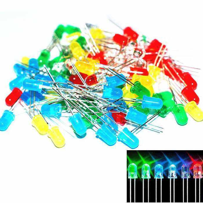 Picture of 400Pcs-Ice Cream Mixed  Water Clear Yellow/Blue/Green/Red 3mm Ice Cream LED Ultra Bright  For Electronics Project