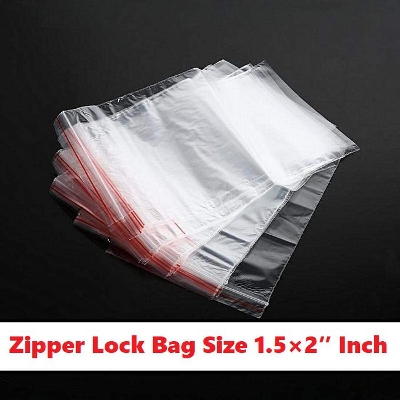 Picture of 100Pcs Zipper Lock Bag Size 1.5×2″ Inch 38×50mm Zip Lock Plastic Transparent Packet Zipper Poly Clear Plastic Bags Re-Sealable Packaging Bags For Cloth Food Gifts Jewelry Display Bag