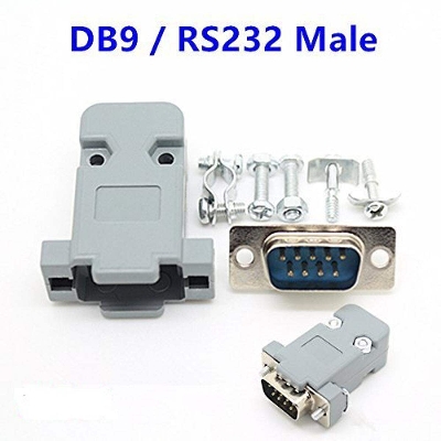 Picture of MALE DB9 DB-9 2 Rows 9 Pin Male VGA Socket Plug Connector Plug Breakout Terminals Screw Type DIY Connector With Plastic Back Shell Housing For LCD Monitor Cables