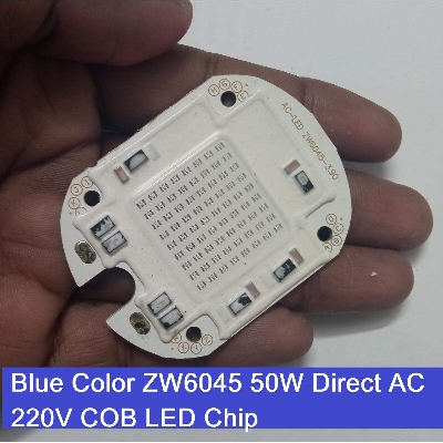 Picture of BLUE Color ZW6045 50W Supper Bright Blue 50W Direct AC 220V 60x45mm COB LED Chip 50 Watt Blue Color Light Directly Connect AC 220V Without Need Any Drivers For DIY Flood Light - multicolor
