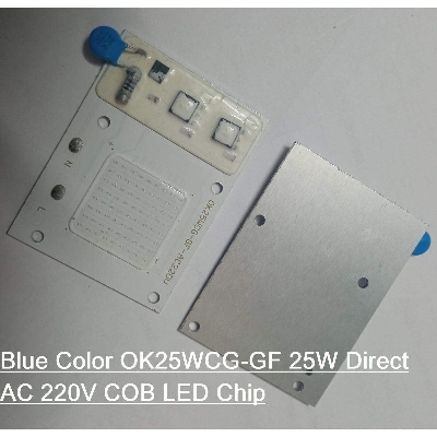 Picture of BLUE Color OK25WCG-GF 25W Supper Bright Blue 25W Direct AC 220V 60x45mm COB LED Chip 25 Watt Blue Color Light Directly Connect AC 220V Without Need Any Drivers For DIY Flood Light - multicolor
