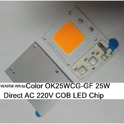 Picture of WARM White Color OK25WCG-GF 25W Supper Bright Warm White 25W Direct AC 220V 60x45mm COB LED Chip 25 Watt Warm White Color Light Directly Connect AC 220V Without Need Any Drivers For DIY Flood Light - multicolor