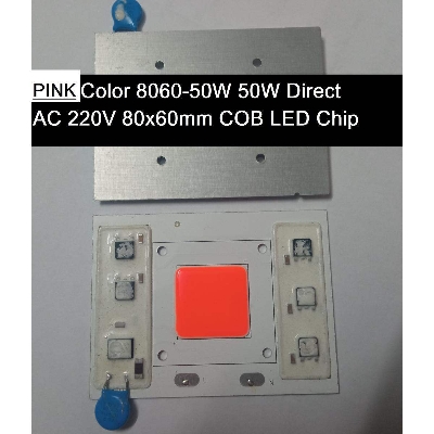 Picture of PINK Color 8060-50W 50W Supper Bright Pink 50W Direct AC 220V 80x60mm COB LED Chip 50Watt Pink Color Light Directly Connect AC 220V For DIY Flood Light - multicolor