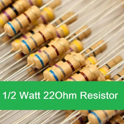 Picture of 25Pcs - 1/2 Watt 22 Ohm Resistor 1/2W 22 Ohm Carbon Film Resistor 22 Ohm Half Watt Resistance 0.5 Watt 5% Tolerance Fixed Resistors Passive Components - Multicolor