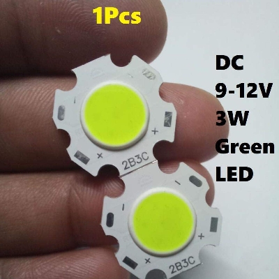 Picture of Green 3W LED Light SMD Chip DC 9-12V 2B3C With Metal Plate Heatsink Heat Sink Aluminum Base 20mm PCB DIY Lighting - multicolor