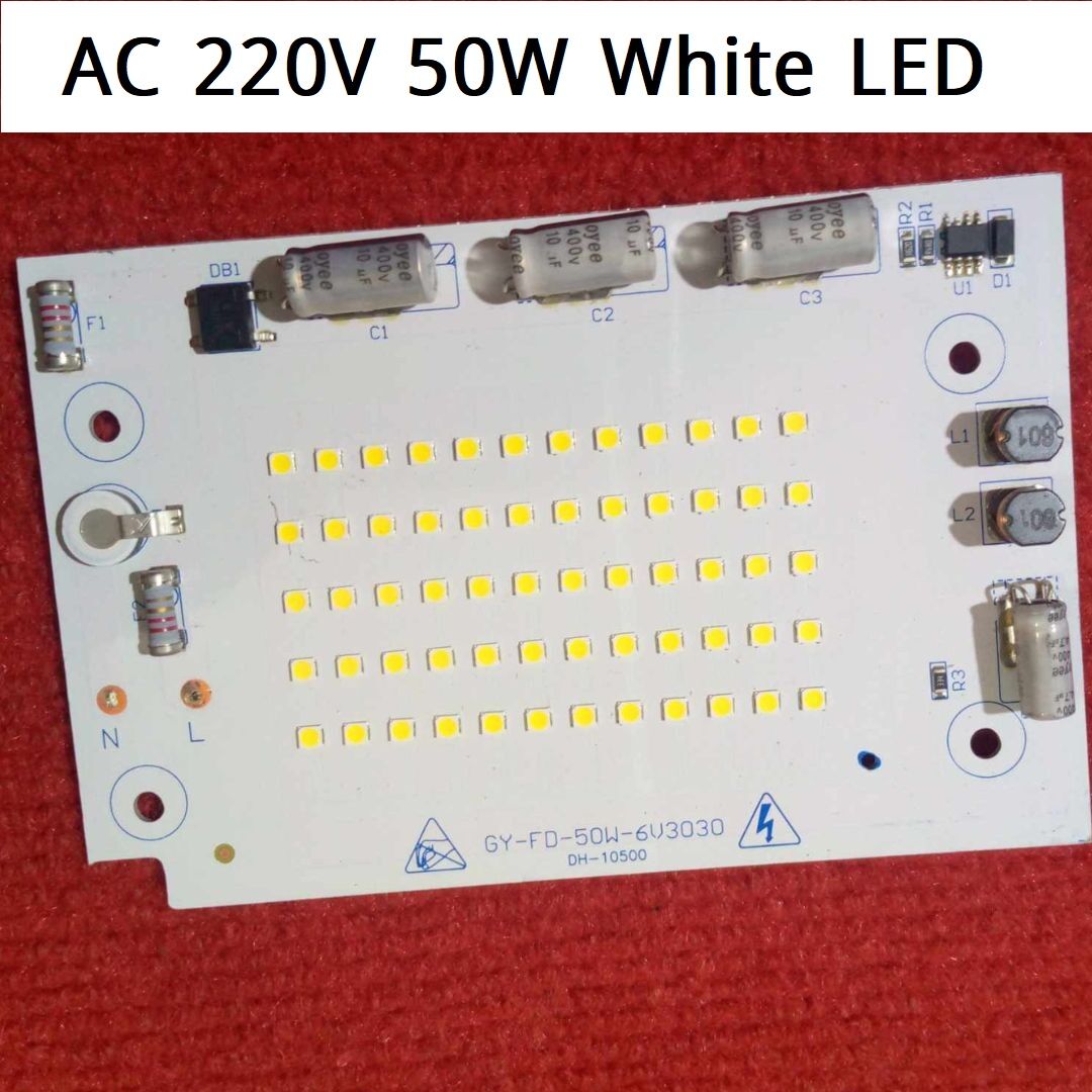 Picture of WHITE Color 50W Direct AC 220V GY-FD-50W-6V3030 50W Size 130x85mm COB SMD LED Light Chip White