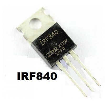Picture of A Class IRF840 IRF 840 500V 8A 75W TO-220 N-Channel Power MOSFET 3 Pin IC Power Transistor Field Effect MOSFET IC Electronic Components Electrical Circuitry Parts