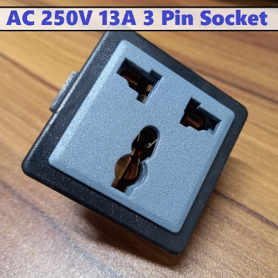 Picture of Panel Mount AC 220v 3 Pin AC Socket For Electrical & Electronics Projects IPS UPS Socket  Powerpoints, Switches & Savers