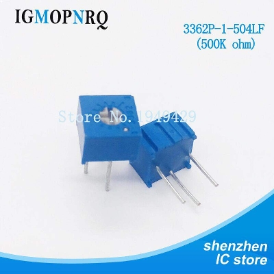 Picture of 3386 504 500K Ohm Potentiometer 3 Pin Square Shape 500K 504 1/2W Potentiometer Top Adjustment Variable Resistors 500K Ohm 504 Trimpot Trimmer Potentiometer Trim Pot Electrical Circuitry & Parts