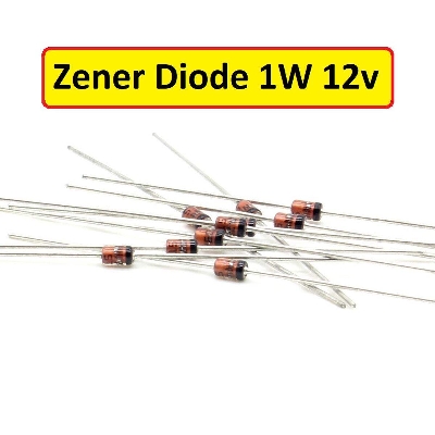 Picture of 10Pcs- 1Watt 12V Zener Diodes 1W 12V 1N4742 Through Hole Voltage Regulator Zener Diodes DO-41 DIP Values Assortment Kit For Electronics Circuitry & Parts DIY