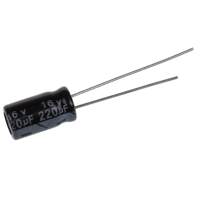 Picture of 10Pcs- RADIAL 220uF 16V Electrolytic Capacitors 220uF 16V Radial Polarized Aluminum Electrolytic Capacitor THT Electrolytic Radial Capacitors Electronics Circuitry & Parts