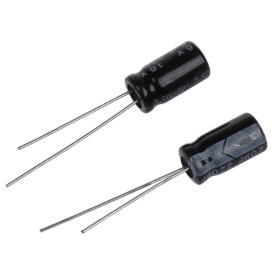 Picture of 10Pcs- RADIAL 220uF 16V Electrolytic Capacitors 220uF 16V Radial Polarized Aluminum Electrolytic Capacitor THT Electrolytic Radial Capacitors Electronics Circuitry & Parts