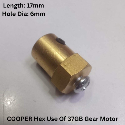 Picture of 17mm Length COOPER Hex Motor Shaft Coupling 6mm Brass Hex Coupler 17mm For DC Gear Motor Shaft Smart Toy Car Wheels Joint