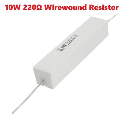 Picture of 3Pcs 10Watt Wirewound 10W 220 Ohm Ceramic Cement Wirewound Resistor 220 Ohm 10 Watt Wire Wound Axial Lead Fixed Cement Resistor 5% Tolerance