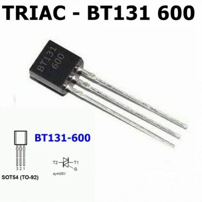 Picture of 5Pcs- BT131-600 BT 131 600V 1A TRIAC SCR Voltage Regulator Silicon Control Rectifier Thyristor IC TO-92 Package 3 Pin Electrical Circuitry & Parts