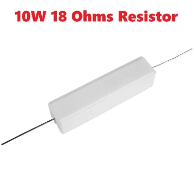 Picture of 3Pcs- 10Watt Wirewound 10W 18 Ohm Ceramic Cement Wirewound Resistor 18 Ohm 10 Watt Wire Wound Axial Lead Fixed Cement Resistor 5% Tolerance Electrical Circuitry & Parts