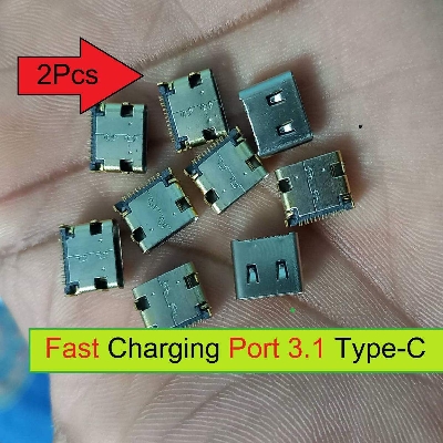 Picture of 2Pcs- Fast Charging Port 3.1 Type-C Female Connector 14 Pin Type-C Socket Adapter Solder Port Soldering Repair Parts Panel Mount For Mobile Phone Charger