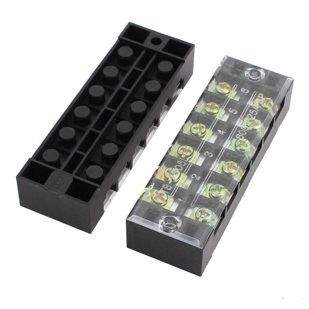 Picture of TB-2506 6P Double Row Terminal Block 600V 25A Terminal Block TB-2506 600V 25A 6P Double Row 6 Pin Terminal Block TB-2506 Terminal Block 600V 25A TB Series 6 Positions Cables Connectors