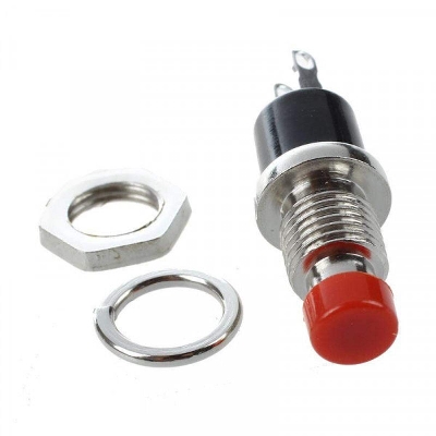 Picture of Silence Switch Stainless Steel Switch 2 Pin AC 250V 1A Mini Push Button SPST On Off Push Button HORN Switch Round Red Cap For Arduino Low Voltage - 2Pcs