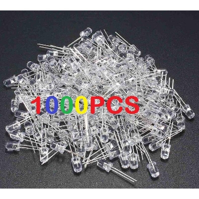 Picture of 1000Pcs-  Water Clear LED Blue 5mm Ultra Bright Transparent BLUE 5mm LED Light Bulbs 2 Pin  Blue LED Light Bulbs