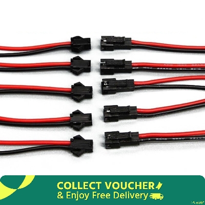 Picture of 5Pair - Black JST Connector 2 Pin Kit JST Male Female Lock Type Plug Connector 2.54mm Pitch With 100mm Cable For LED Strip 1S Battery