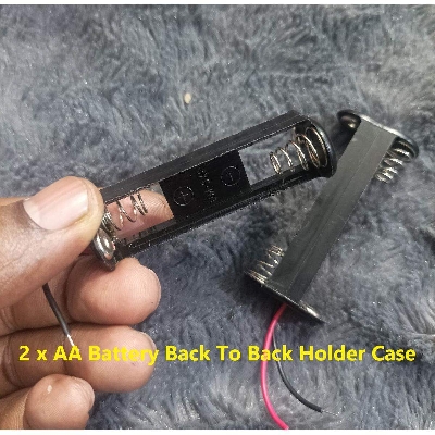 Picture of 2Pcs- 2Slot 2 x AA Battery Back To Back Holder Case Box With Cables Open Frame AA Battery Case Holder 2 TANK AA Battery Holder 2 Tank Rechargeable Battery Holder 14500 Battery Case 1.5V Pencil Battery Holder Casing