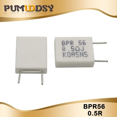 Picture of 2Pcs- BPR56 Wirewound 5W 0.5 Ohm Resistor Non-Inductive Ceramic Cement Resistor 0.5R 5 Watt Wire Wound Resistance Axial 2 Pin Lead Fixed Cement Resistor 5% Tolerance