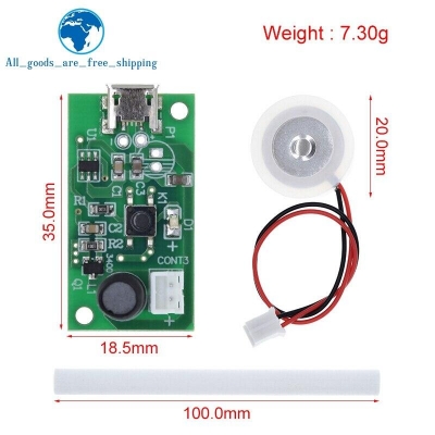 Picture of 1 Set Ceramic Discs Mist Maker Fogger Machine 1.5-3W Micro USB 5V Mini Humidifier DIY Kits Mist Maker And Air Purifier Driver Circuit Fogger Atomization Film Atomizer With Timing Switches