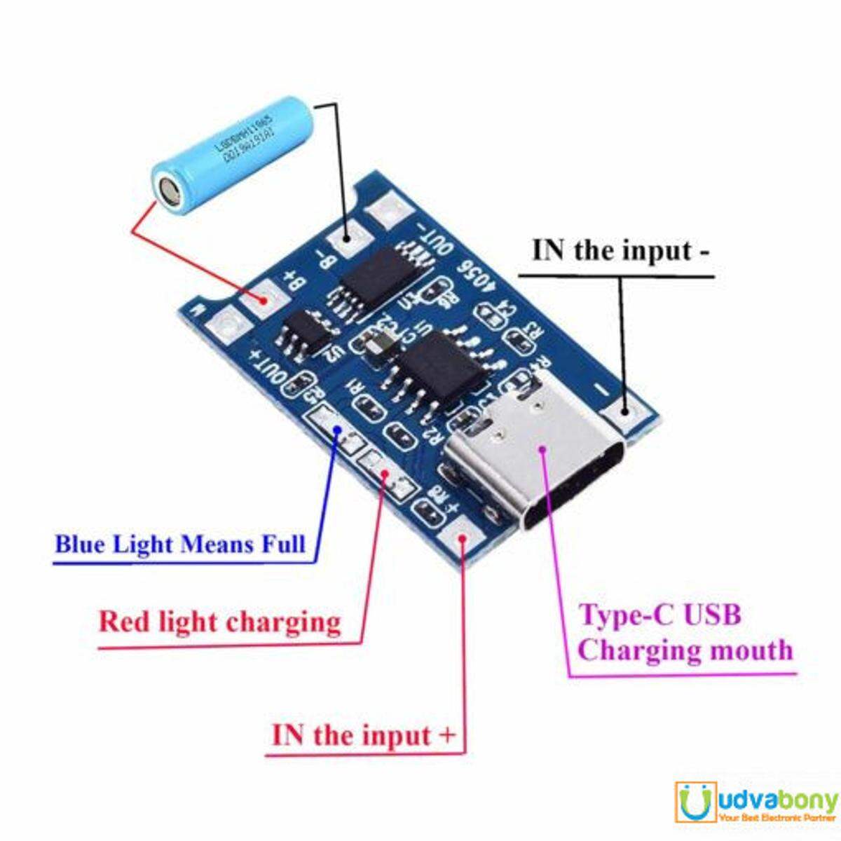 Picture of 10Pcs TYPE-C PORT TP4056 TP-4056 5V 1A Type-C USB With Battery PROTECTION Charger Circuit Adapters Module Li-Ion Lithium Lipo 18650