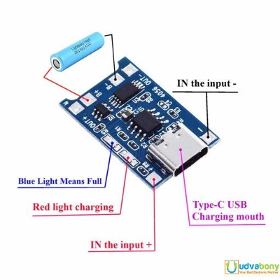 Picture of 10Pcs TYPE-C PORT TP4056 TP-4056 5V 1A Type-C USB With Battery PROTECTION Charger Circuit Adapters Module Li-Ion Lithium Lipo 18650