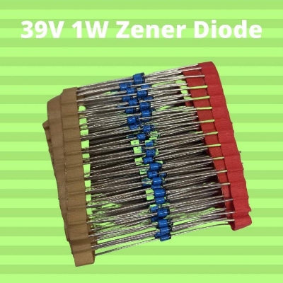 Picture of 10Pcs- 1Watt 39V Zener Diode 1W 39V 1N4754 Through Hole Voltage Regulator Zener Diode 39V DO-41 DIP 2 Pin Leads 39V 1W Zener Diode