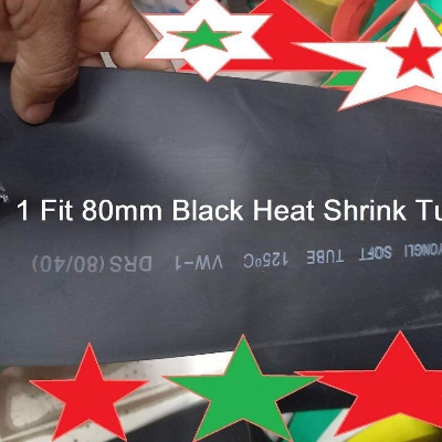 Picture of 1 Feet- 80mm Heat Shrink Tube 80mm BLACK Heatshrink Tubing Shrinkable Wrap Wire Cables Sleeve Set Heat Shrink Φ80mm Wire DIY Cable Connector Repairs