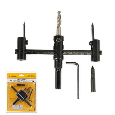 Picture of Adjustable Circle Hole Cutter Saw Kit 30-120mm Wood Drywall Drill Bit Saw Round Cutting Woodworking Twist Hole DIY Tools Wood Hole Saw Circle Cutter Black Alloy Tools Set