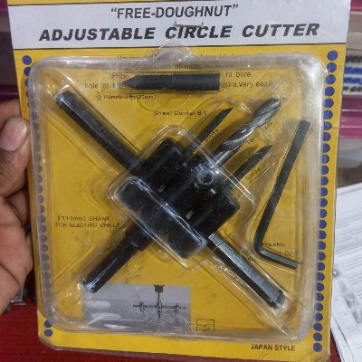 Picture of Adjustable Circle Hole Cutter Saw Kit 30-120mm Wood Drywall Drill Bit Saw Round Cutting Woodworking Twist Hole DIY Tools Wood Hole Saw Circle Cutter Black Alloy Tools Set