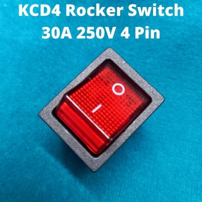Picture of Unique Selections - 4 Pin KCD4-201N-B Rocker Switch 30A 250V 4 Pin Black Color Switches 4Pin On Off 2 Positions Full Illuminated Neon