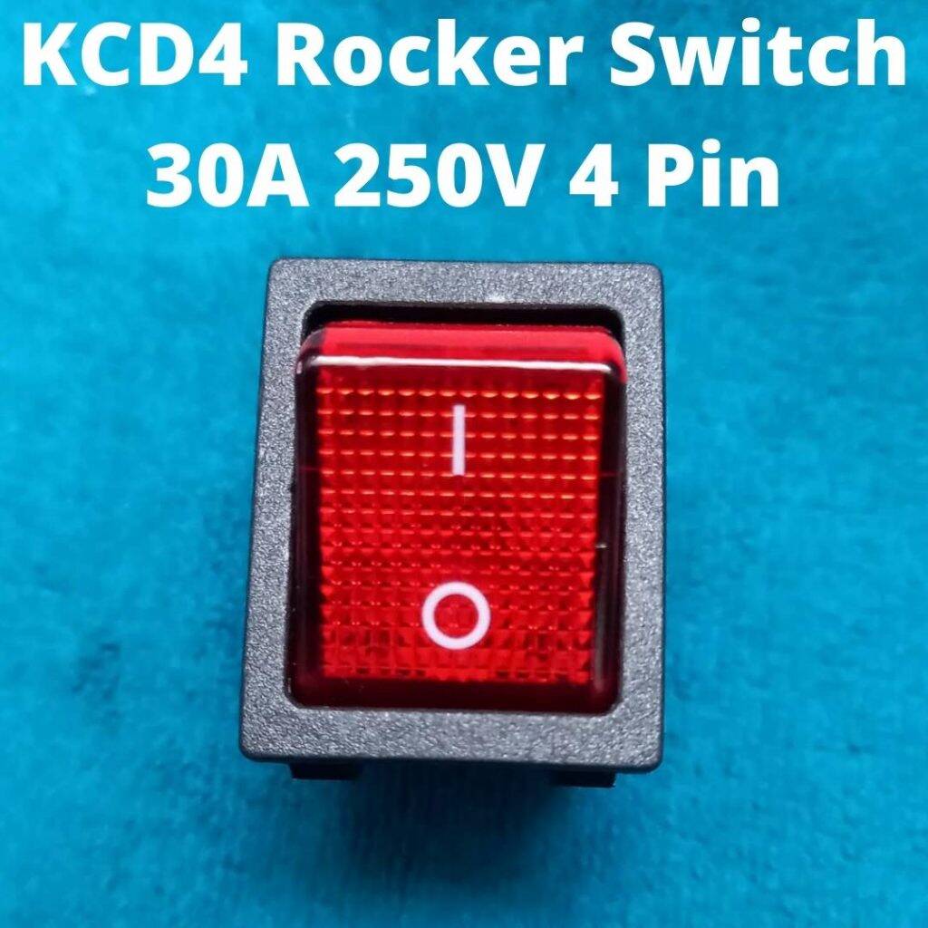 Picture of Unique Selections - 4 Pin KCD4-201N-B Rocker Switch 30A 250V 4 Pin Black Color Switches 4Pin On Off 2 Positions Full Illuminated Neon