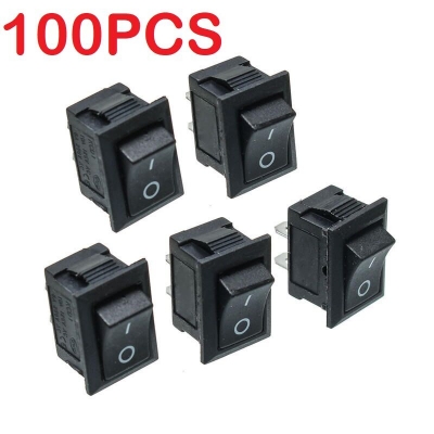 Picture of 100Pcs- 6A BLACK Color MICRO Rocker Switch 3 Pin 6A 250V 2 Positions SPDT ON OFF Boat Rocker Switches Power Rocker Switches Electronic Projects