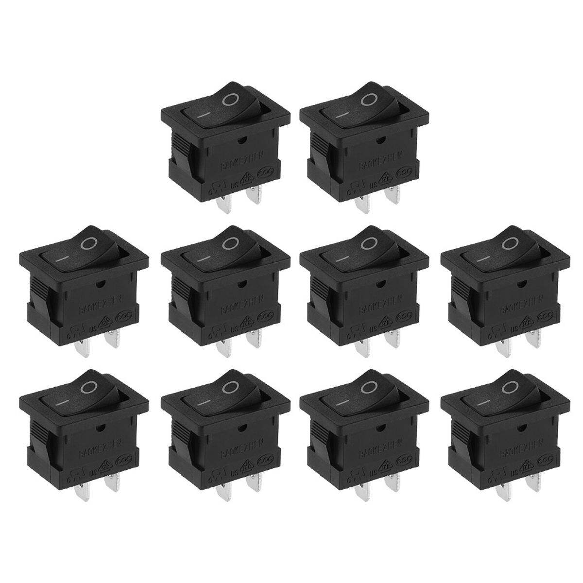 Picture of 100Pcs- 6A BLACK Color MICRO Rocker Switch 3 Pin 6A 250V 2 Positions SPDT ON OFF Boat Rocker Switches Power Rocker Switches Electronic Projects