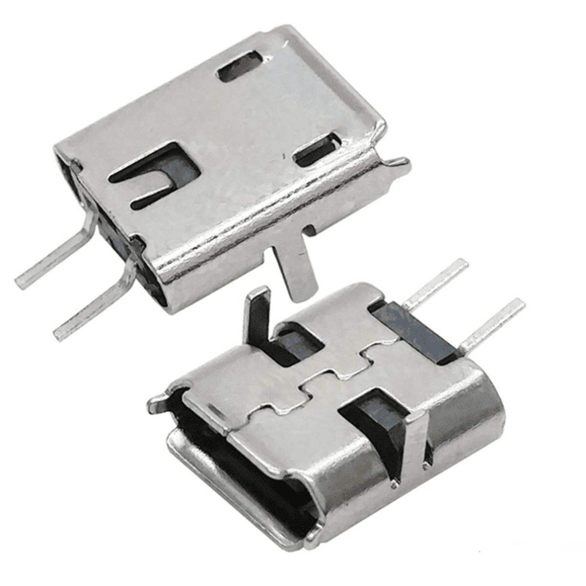 Picture of 50Pcs- Micro USB Female Socket Type-B 2 Pin Female DIP Power Socket Connector Panel Mount For Charging Socket LED Light Electronics Projects DIY