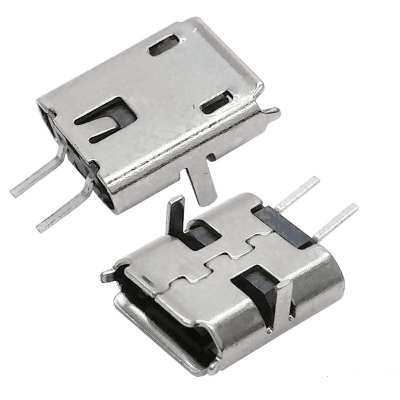 Picture of 50Pcs- Micro USB Female Socket Type-B 2 Pin Female DIP Power Socket Connector Panel Mount For Charging Socket LED Light Electronics Projects DIY