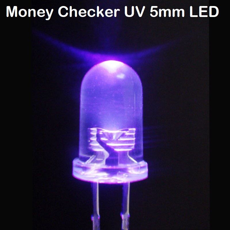 Picture of Avant-garde - 50Pcs- UV Money Checker LED Ultra Bright Clear Transparent DC 3V 20mA 5mm Purple UV LED Diode Lights Emitting Diodes
