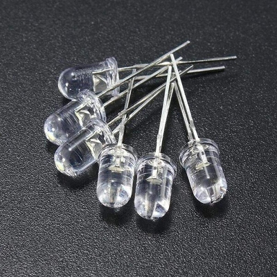 Picture of 500Pcs- Transparent WHITE 5mm Water Clear LED White 5mm Ultra Bright Transparent Round 5mm LED Light Emitting Diode Water Clear White Light Bulbs
