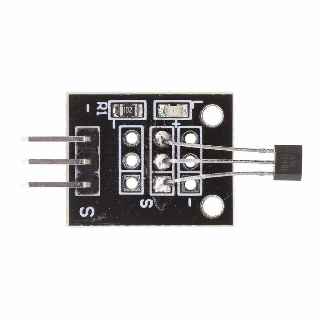 Picture of Small PCB Hall Effect Sensor Module Hall Effect Detection Magnetic Switches 49E IC 3 Pin Hall Sensor