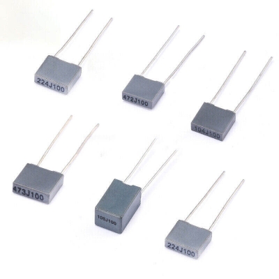 Picture of 10Pcs- 474j 100V Box Type Metalized Polyester Film Capacitor 474j 100V Capacitor 474j Capacitor 100V Box Capacitor 2 Pin Leads
