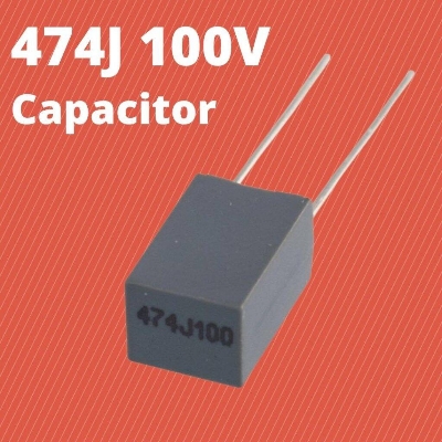 Picture of 10Pcs- 474j 100V Box Type Metalized Polyester Film Capacitor 474j 100V Capacitor 474j Capacitor 100V Box Capacitor 2 Pin Leads