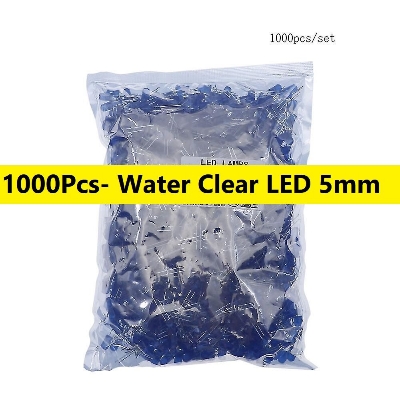 Picture of 1000Pcs- Water Clear LED 5mm Blue LED Light Bulbs Transparent RED LED 5mm Water Clear BLUE LED Light 5mm Round LED Light Emitting Diode For Indicator Light