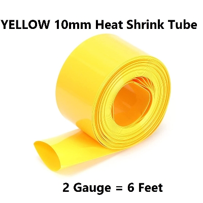 Picture of 2 Gauge- YELLOW 10mm Heat Shrink Tube 10mm Yellow Heatshrink Tube Shrinkable Wrap Wire Cables Yellow Heat Shrink Tube 10mm Heatshrink Tube 10mm For Cables Connector Repairs