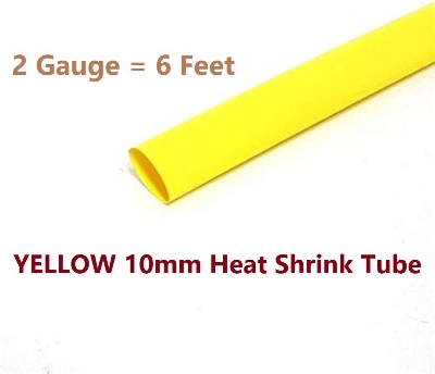 Picture of 2 Gauge- YELLOW 10mm Heat Shrink Tube 10mm Yellow Heatshrink Tube Shrinkable Wrap Wire Cables Yellow Heat Shrink Tube 10mm Heatshrink Tube 10mm For Cables Connector Repairs