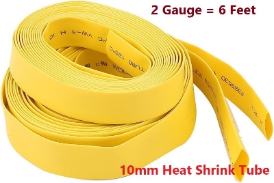 Picture of 2 Gauge- YELLOW 10mm Heat Shrink Tube 10mm Yellow Heatshrink Tube Shrinkable Wrap Wire Cables Yellow Heat Shrink Tube 10mm Heatshrink Tube 10mm For Cables Connector Repairs