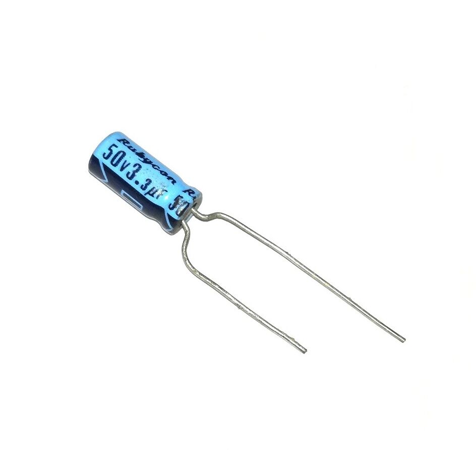 Picture of 20Pcs- 3.3uF 50V Capacitor Electrolytic Capacitor 3.3uF Capacitor 50V Radial Polarized Capacitor 2 Pin Leads 3.3uF 50V Capacitor
